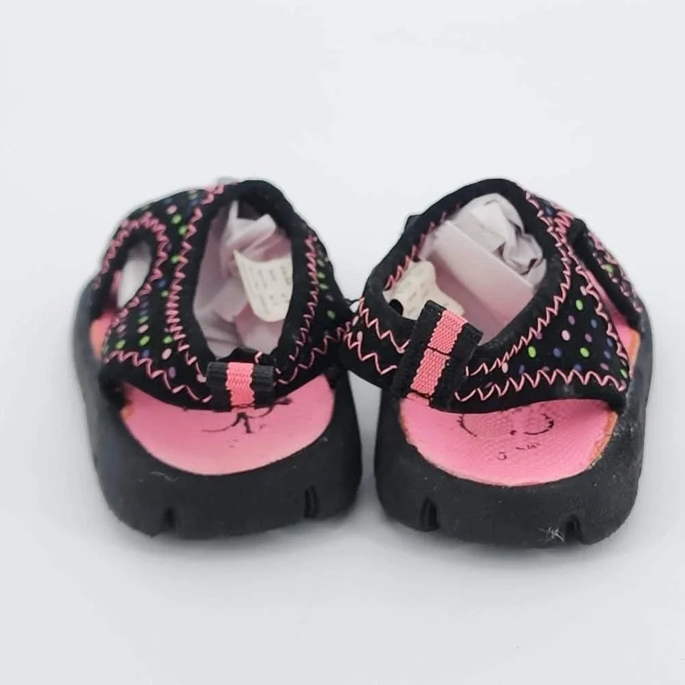 Wonder Nation OP Baby Girls Black Pink‎ Polka Dot Water Sandals Shoes Size 3